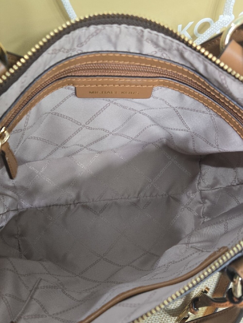 NWOT Michael Kors Multicolor MK Logo Shoulder Bag with Tan Trim - Picture 6 of 10